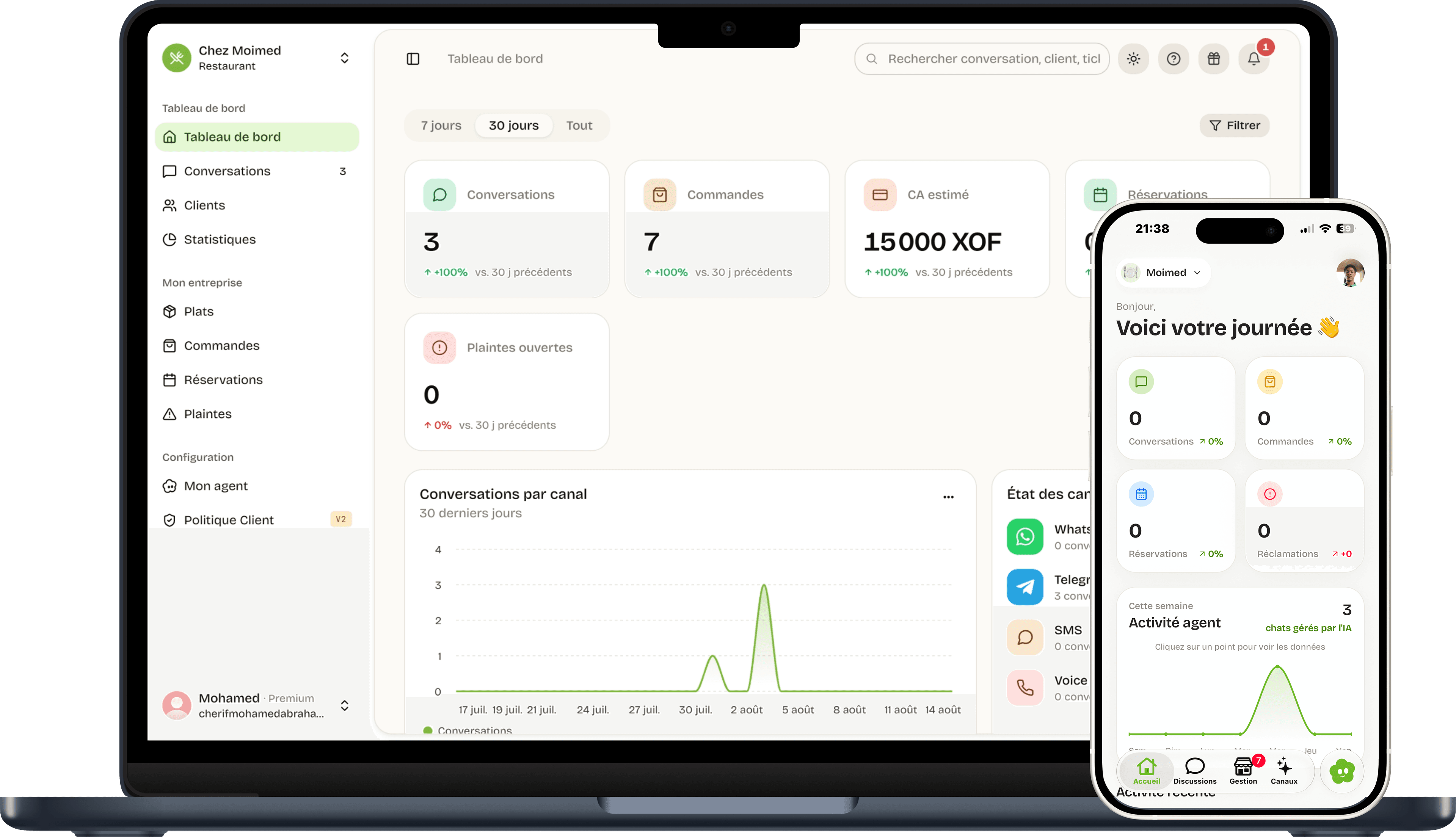 Tableau de bord et application mobile Kacy